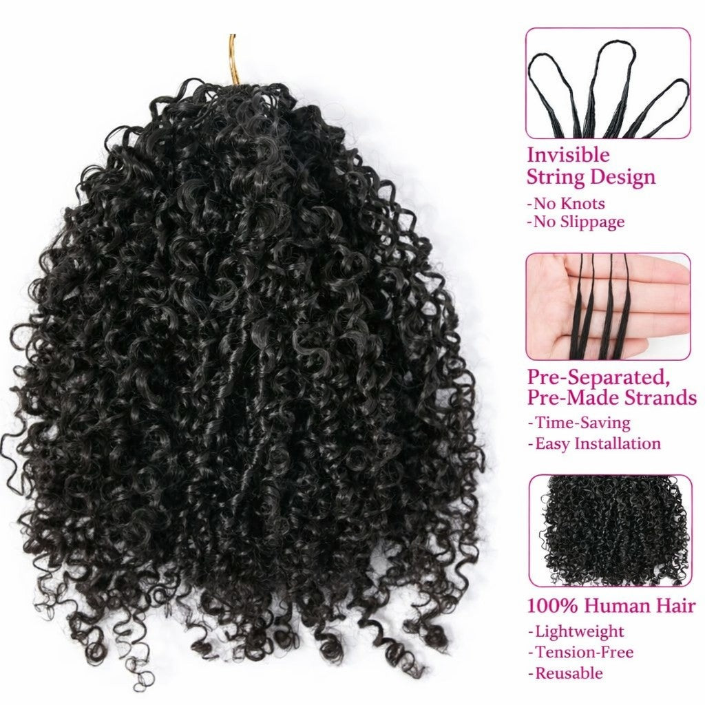 12A Small Spirals Curly Crochet Human Hair Extensions Deep Pixie Curls Crochet Hair Pre Separated Knotless For Braiding Twist