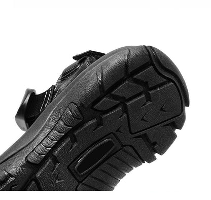 Sandals for Men's Summer New Cowhide Casual Beach Shoes, Genuine Leather for Men's Anti Slip Middle-aged Sandals and Slippers