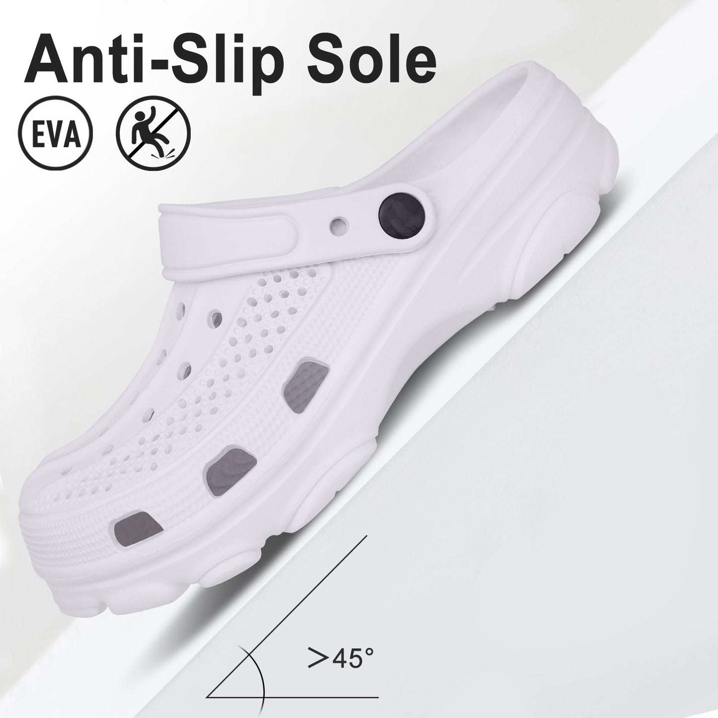 Kidmi New Men's Clogs Sandals Deep Heel Men Flat Sandals Summer Holes Waterproof Home Sandals Outdoor Antiskid Sole Beach Slides