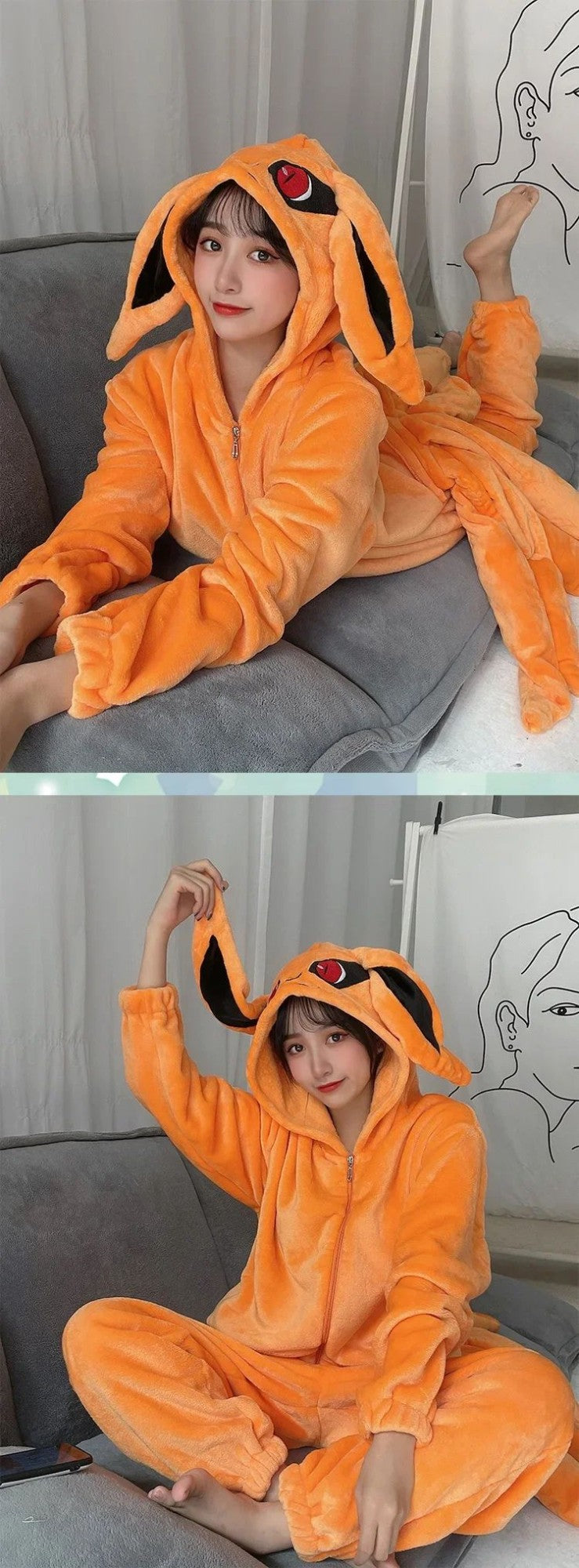2025Anime Hokage Uzumaki Cosplay Kostuum voor volwassenen, Kurama Kyuubi Kigurumi Unisex Pyjama's, Glutnel Jumpsuit,