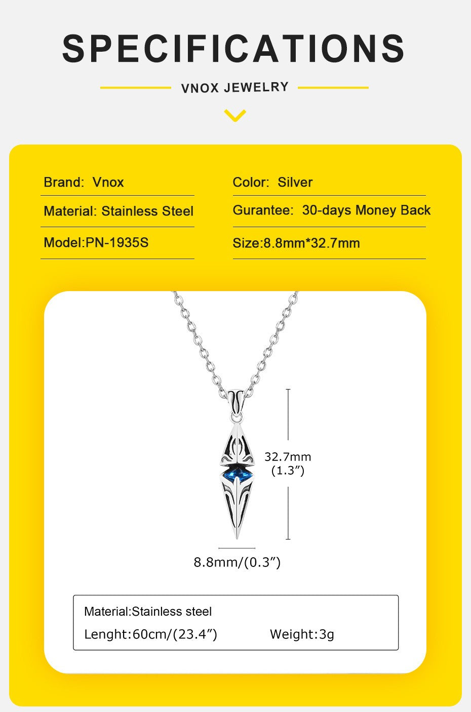 Vnox Stylish Blue Stone Necklaces for Men, Stainless Steel Cube Geometric Pendant Collar Jewelry, Birthday Party Gifts for Him