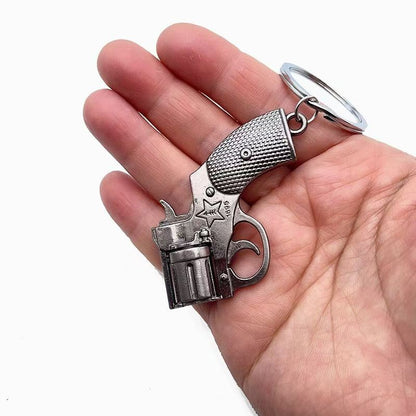 Pistola Revólver Modelo DIY Modificação de Chave Cabo Requer Polimento Manual Chaveiro Criativo Chave de Carro Cabeça de Moto