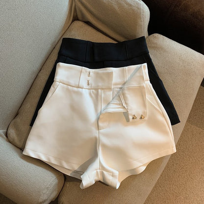 MEXZT Y2K Streetwear Black Shorts Women Elegant High Waist White A Line Wide Leg Suit Short Sexy Club Slim Hot Short Pants New