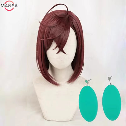 Momo Ayase Ekalun  Cosplay Wig Anime Dandadan Cosplay Short Brown Heat Resistant  Hair Anime Cosplay Wigs + Wig Cap
