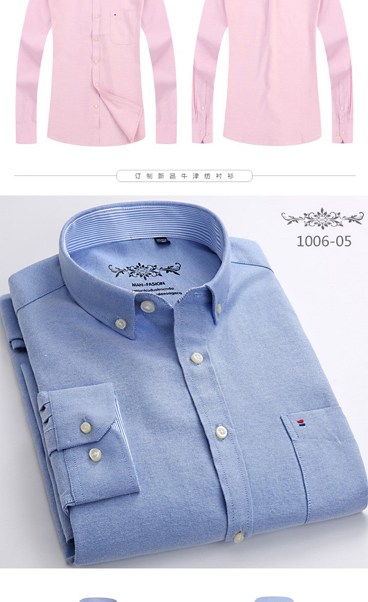 New in shirt Cotton long-sleeve shirts for men slim fit formal plain tops single pocket solid color office tops fashion clothes