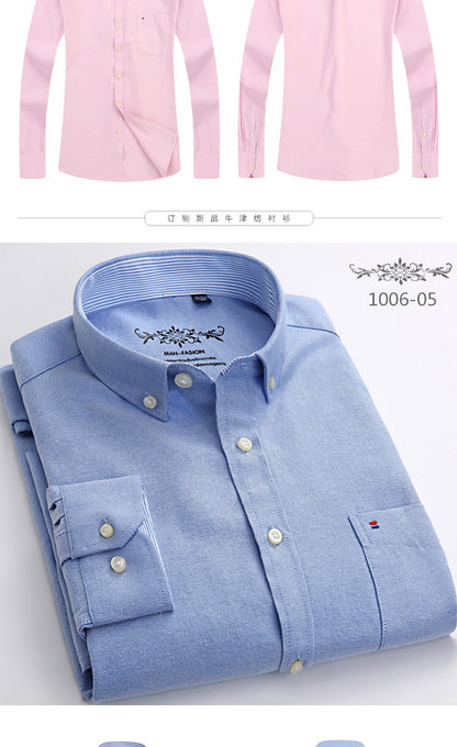New in shirt Cotton long-sleeve shirts for men slim fit formal plain tops single pocket solid color office tops fashion clothes