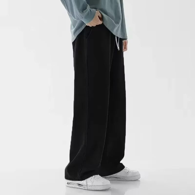Calça Jeans Masculina Folgada Primavera Outono Oversize Reta Solta Casual Denim Cor Sólida Streetwear Moda Y2k Perna Larga