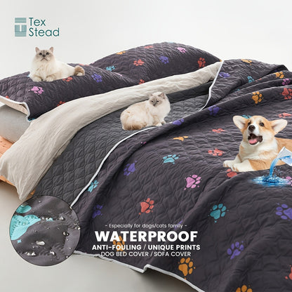 Capa para Cama de Cachorro Antivazamento, Trocador Reversível, Tapete Reutilizável para Acampamento (Crianças/Pets), Manta Lavável com Estampa de Patinhas de Cachorro