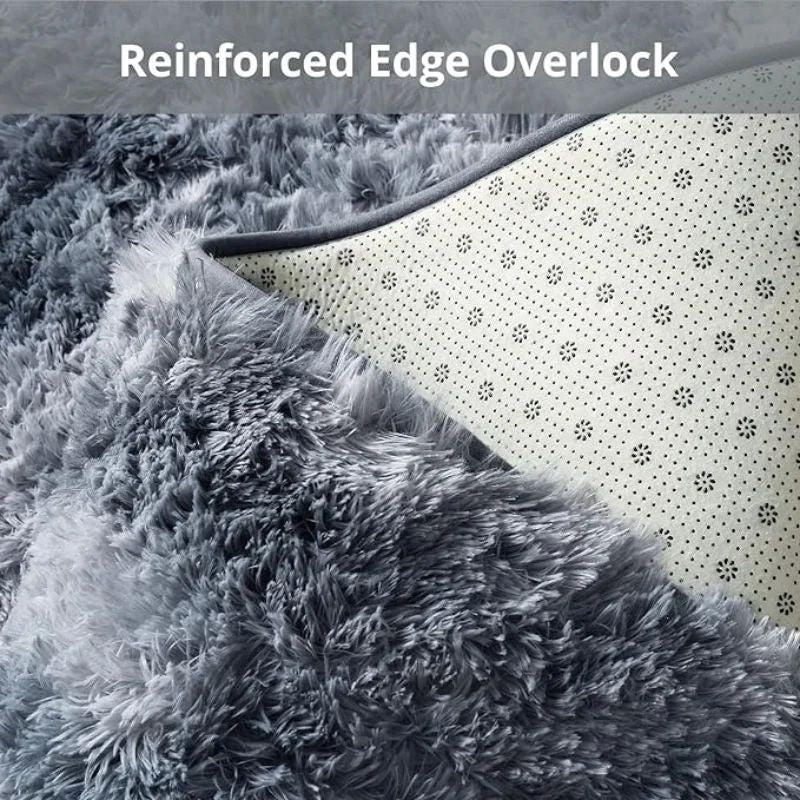 VIKAMA 1PC Silk Wool Rugs Children's Room Living Room Bedroom Tie-Dye Non-Slip Washable Machine Washable Carpet Mats