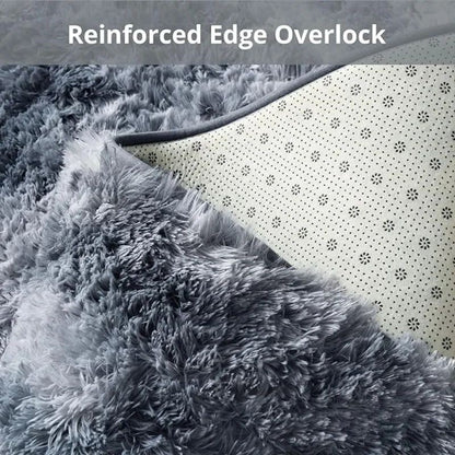 VIKAMA 1PC Silk Wool Rugs Children's Room Living Room Bedroom Tie-Dye Non-Slip Washable Machine Washable Carpet Mats