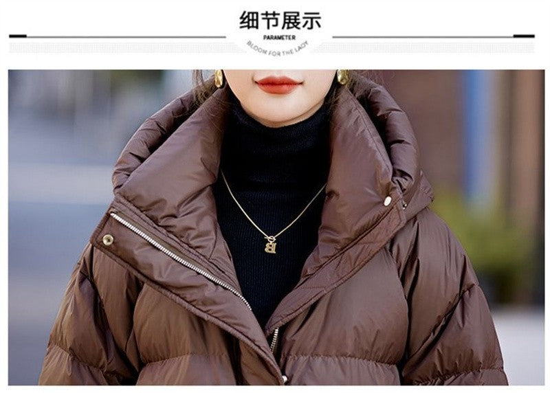 Mid to Long Down Jacket Knee Length 2024 Winter New Item Thickened Warm Fashionable Loose Versatile Jacket Women's Solid Color