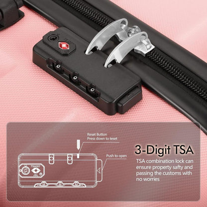 Mala de Viagem Rígida ABS Rosa 28 Polegadas Leve com 4 Rodas Giratórias e Trava TSA para Bagagem Grande