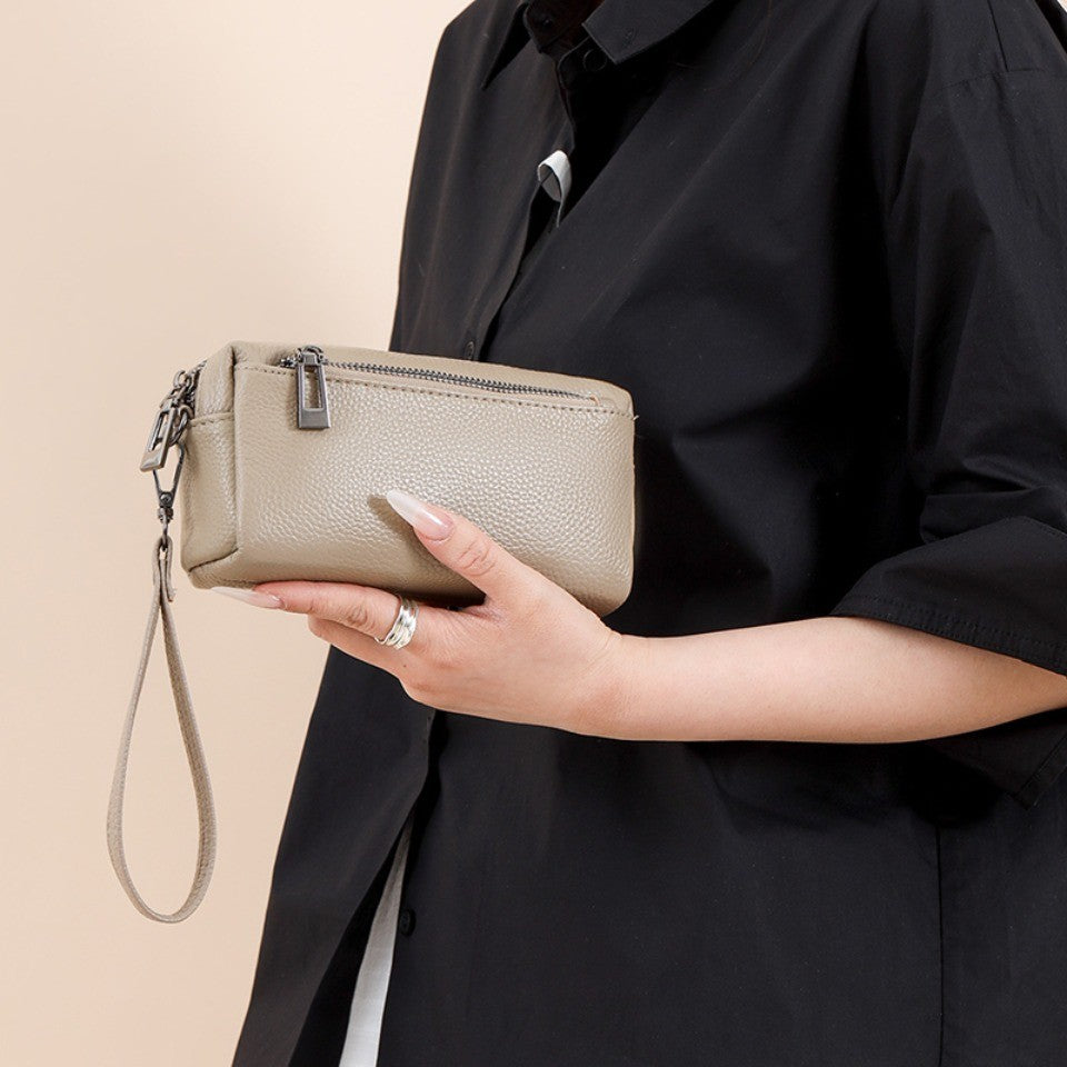 100% Genuine Cow Leather Wallet Purse Luxury Handbags Women Bags Designer Ladies Clutches Bags for Women Top Quality Phone Sac