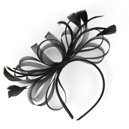 Women Chic Fascinator Hat Cocktail Wedding Party Church Headpiece Elegant Headwear Feather Hair Accessories Bride Hairpin