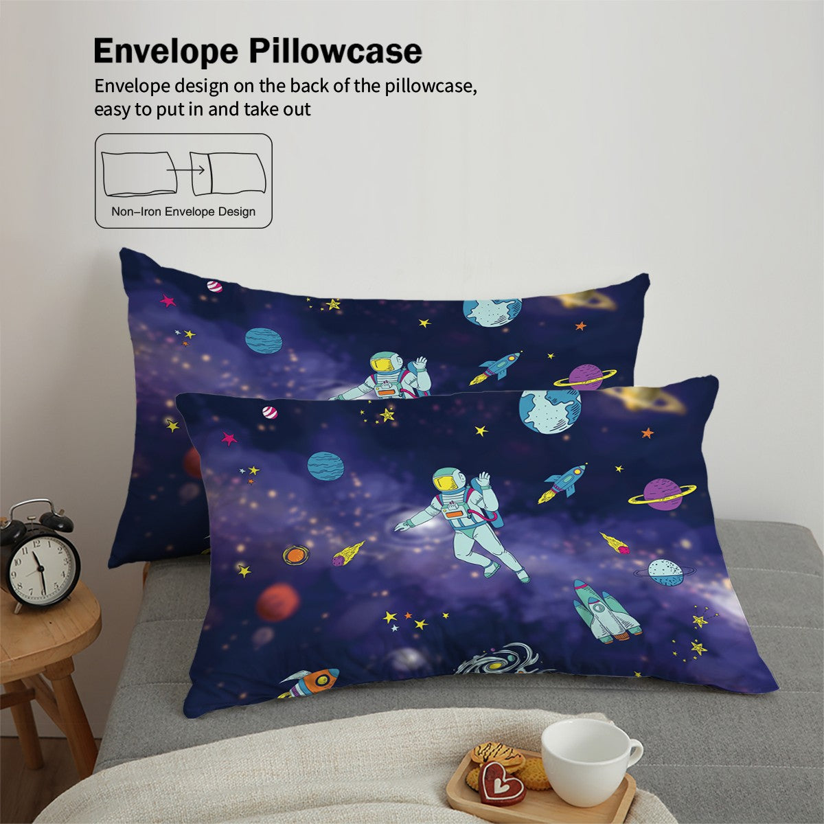 3-piece Starry Sky, Space Planet, Astronaut Pattern Print (1 duvet cover+2 pillowcases, no core) Comfortable Bedding Set