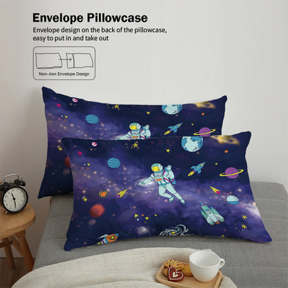3-piece Starry Sky, Space Planet, Astronaut Pattern Print (1 duvet cover+2 pillowcases, no core) Comfortable Bedding Set