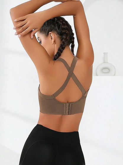 Sports and beautiful back bra set, cross-back sports bra, no chest pad, adjustable size, and can be worn inside normally.