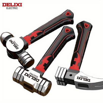 DELIXI ELECTRIC 7-Inch Sheep Horn Hammer Octagonal Hammer Chrome Vanadium Steel High Hardness Nail Hammer Portable Hand Hammer