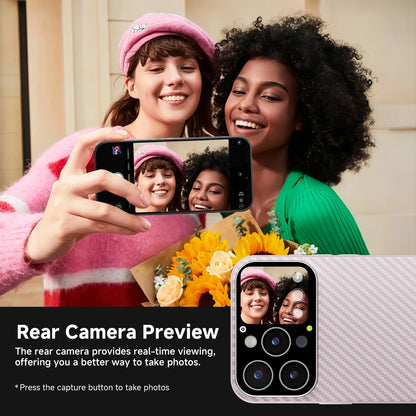 Capa de Celular 2025 com Tela de 1.83'' para Prévia de Selfie, Fundo Personalizado de Foto/Vídeo e Push de Mensagens para iPhone Apple — Presente
