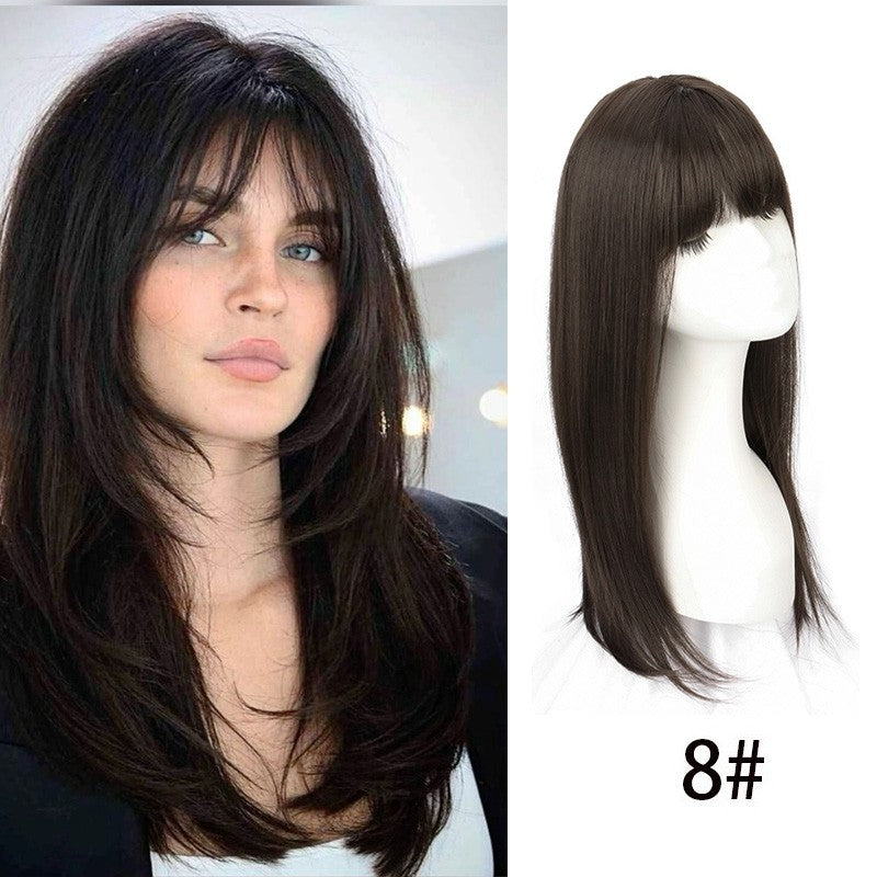 Aplique Capilar Feminino Sintético com Franja - Extensão de Cabelo Fina e Respirável Loira, Topper Capilar para Mulheres, Peruca de Cabelo Falso
