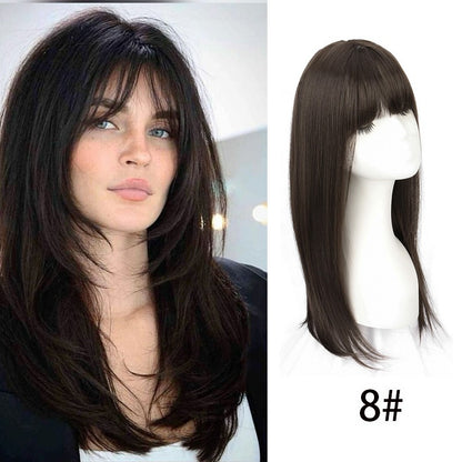 Aplique Capilar Feminino Sintético com Franja - Extensão de Cabelo Fina e Respirável Loira, Topper Capilar para Mulheres, Peruca de Cabelo Falso