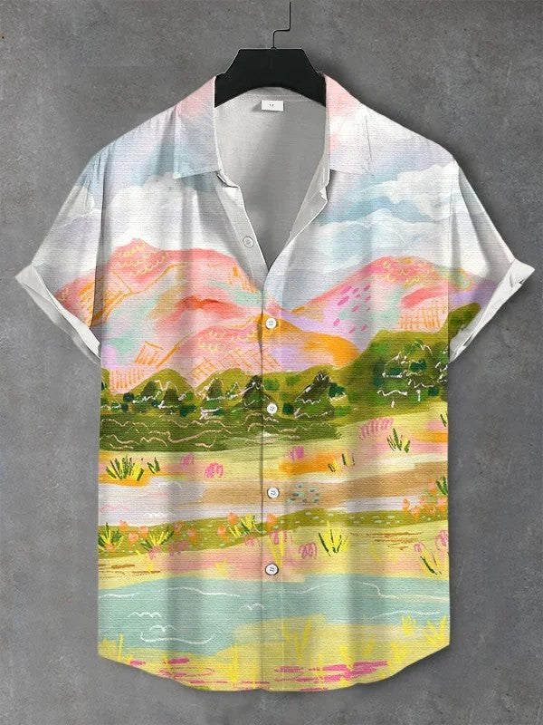Men's beautiful graphics Shirts Fashion Short Sleeve Button Down Lapel Shirts For Summer Oversized Tops Casual Hawaiian Shirts