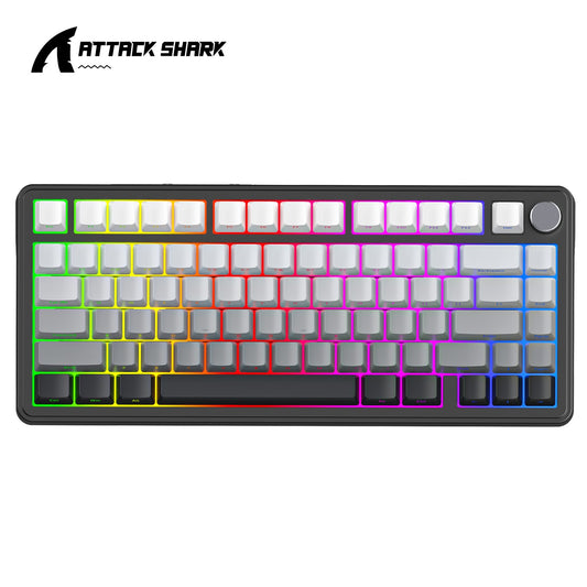 Teclado Mecânico Attack Shark X85 Bluetooth, RGB, Tri-modo 2.4G, Botões de metal, Hot-swap de todas as teclas, compatível com Win&Mac