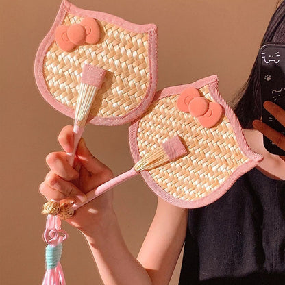 1-5Pcs Cute Handwoven Portable Fans Suitable Summer Beach Parties Birthday Wedding Carnival Party Gifts Photo Props Giveaways