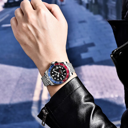 PAGANI DESIGN PD-1662 Luxury GMT Men Mechanical Wristwatch Sapphire Glass Stainless Steel 100M Waterproof Automatic Watches