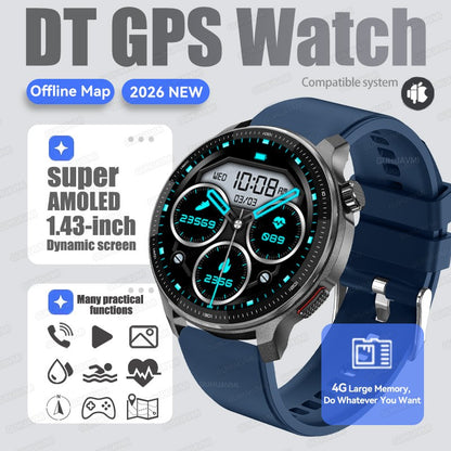 New Outdoors Military T-Rex3 Offline Map GPS SmartWatch 10ATM Waterproof Watch 4GB Memory Compass Voice Call Sports Bracelet Men