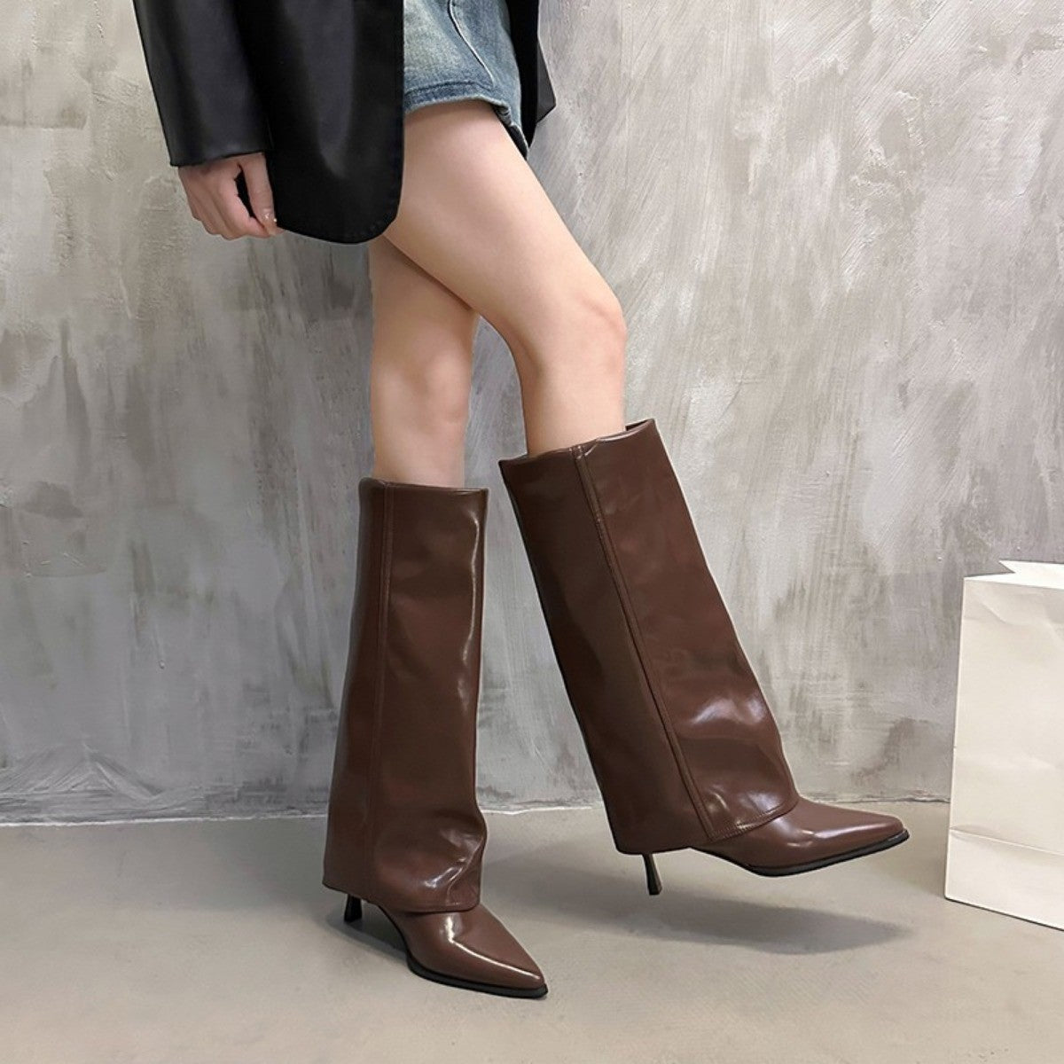 Women Chunky High Boots Pointed Toe Sexy Solid Color Design  Autumn and Winter New 2024 Trend Retro Fad Woman Boots Size 35-42