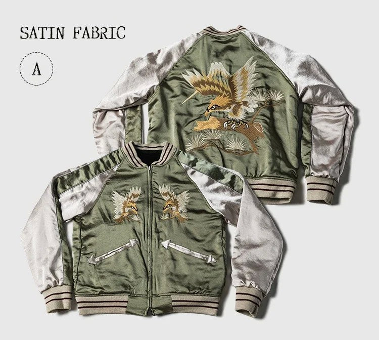 Non Stock Suka Reversible Souvenir Jacket Embroidered Sukajan Baseball Outerwear