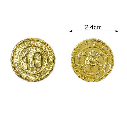 30/60/90/120pcs Pirate Gold Silver Bronze Coins Plastic Doubloon Bulk Kids Fake Play Cosplay Party Treasure Chest Games Tokens