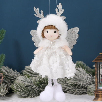 Christmas plush antlers angel girl pendant Christmas tree pendant creative doll pendant gift