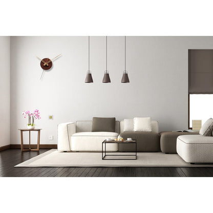 Wooden Round Plastic Cover With Sweep Movement Gold Long Hands DIY Wall Clock