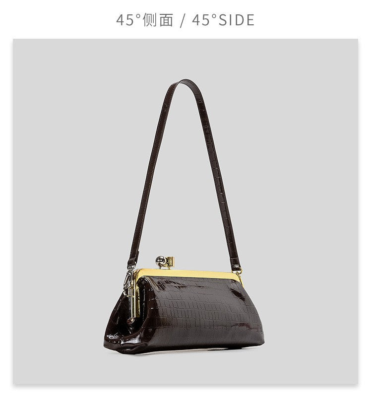 Fashion Long Clutch Bag for Women Luxury Designer Kiss Lock Women Shoulder Bags Elegant Party Purses Trend Underarm Bag 2025