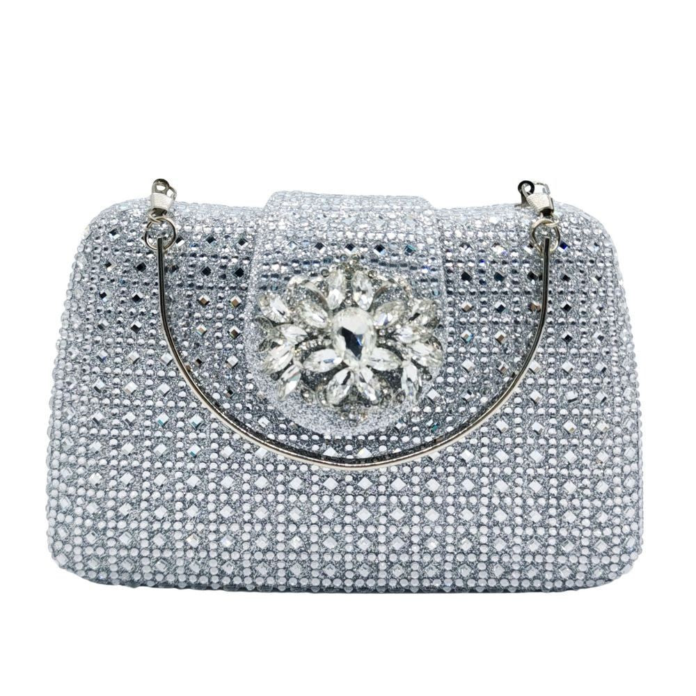 Sparkling Rhinestone Clutch Bag Lady Crystal Evening Purse Luxury Metal Handle Chain Handbag Wedding Party Dinner Diamond Bags