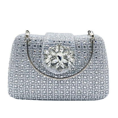 Sparkling Rhinestone Clutch Bag Lady Crystal Evening Purse Luxury Metal Handle Chain Handbag Wedding Party Dinner Diamond Bags