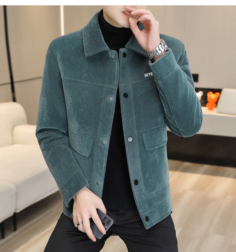 2022 Winter Wool Blends Jacket Plush Velvet and Short Thicken Trench Coat Casual Business Woolen Overcoat Social Men Clothing