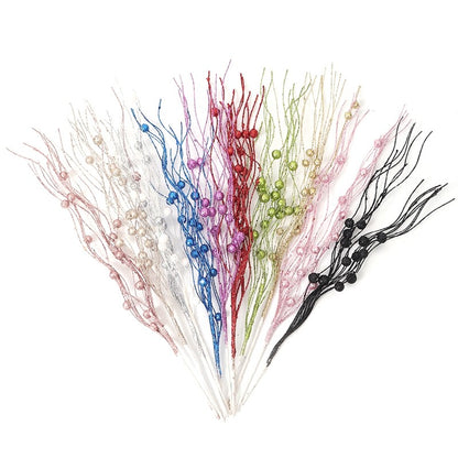 5Pcs Glitter Artificial Berry Bouquet Xmas Tree Ornament for Home Decor Christmas Decoration New Year 2026 Navidad Accessories