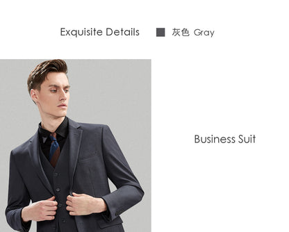 Suit Men (Blazer+Pants) Fashion Business Casual Slim-fit Formal Dress Banquet Work English Style Evening Dress Solid Color Suit