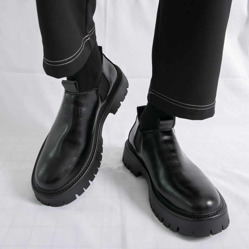 High Quality Thick Soled Leather Shoes Male Trend Men’s Dress Shoes Formal Leather Platform Loafers Shoes For Man