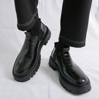 High Quality Thick Soled Leather Shoes Male Trend Men’s Dress Shoes Formal Leather Platform Loafers Shoes For Man