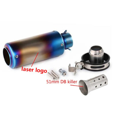motorcycle exhaust inox muffler carbon fiber exhaust Universal 51/60mm with DB Killer for z900 R3 R25 MT07 MT09 R1 Z400 Z650