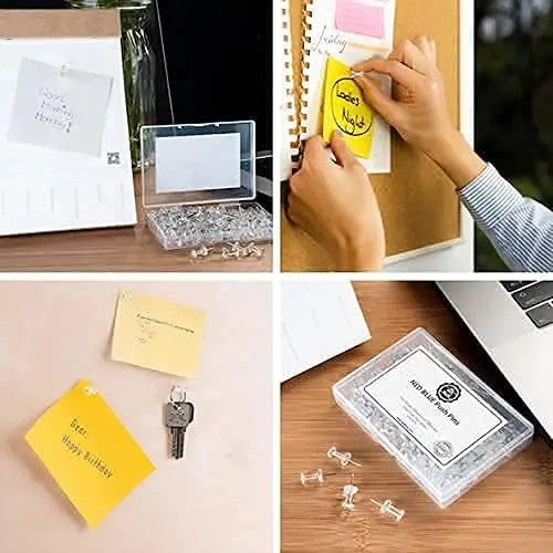 100/500 Pcs Push Pins Transparent Thumb Tacks Home Office School Craft Projects Cork Board Photo Wall Bulletin