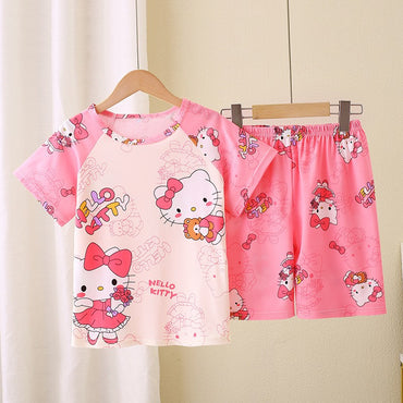 Summer Children's Pajamas Short Sleeve Girls' Cartoon Big Boys' Home Furnishing Set