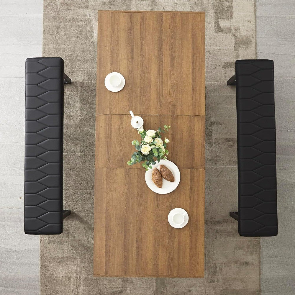 63”-79” Extendable Dining Room Table, Modern Farmhouse Wooden Kitchen Table, Long Expandable Dining Table for 6 8 10