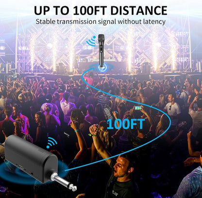 Microfones Sem Fio Aveek para Karaokê, Microfone para Caixas de Som com Receptor Recarregável para Festa, DJ, Casamento (2 Pacotes)