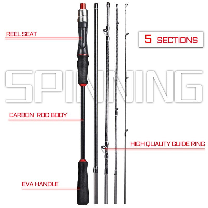 Sougayilang Lure Fishing Rod 1.8m 2.1m Carbon Fiber Spinning Casting Fishing Rod Bait Weight 10-30g for Carp Pike Bass Fishing