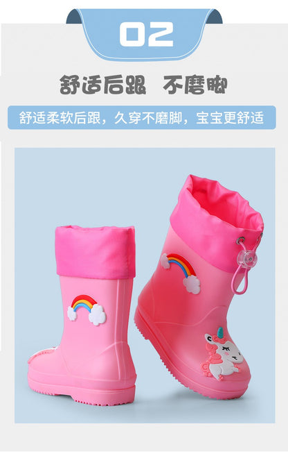 Summer children buckle rain shoes girls fashion beautiful water shoes thick soles non-slip rain boots